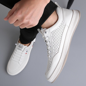 Zapatillas Blancas Sin Cordones para Hombre, Transpirables, con Punta Redonda, Parte Superior Sintética, Suela de Goma, Entresuela de EVA, Zapatos Casuales de Verano - Product Image 4
