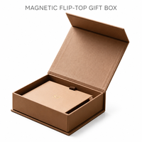 Boîte cadeau en lin brun avec fermeture magnétique, porte-carnet, logo personnalisé en relief, emballage rigide en carton
