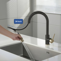 Robinet de cuisine de style britannique à tirette Finition noire et dorée Robinet de cuisine de construction en laiton pour la cuisine