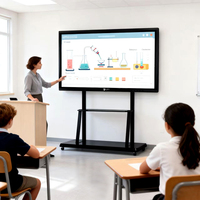 Écran tactile interactif numérique intelligent tout-en-un de 55 pouces, écran plat LCD, tableau blanc capacitif, système d'exploitation Windows/Android, 3 ans de garantie