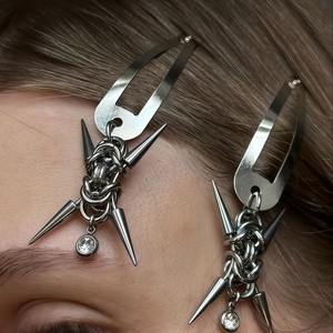 Épingle à cheveux punk en acier inoxydable avec rivets, pince BB unisexe, accessoire de mode personnalisé ZR20250827B3 - Product Image 3