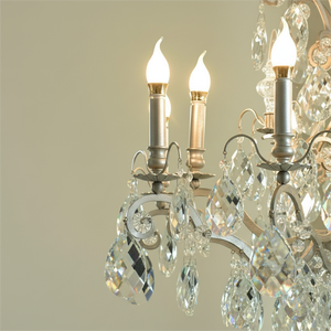 Lampadario in Cristallo Vintage Francese Personalizzabile in Lega Argento Antico Stile Shabby Chic per Camera da Letto di Lusso - Product Image 2