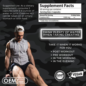 Paket Label pribadi kreatin <span class=keywords><strong>HCL</strong></span> kapsul kreatin monohidrasi mendukung otot 100% kreatin murni <span class=keywords><strong>HCL</strong></span> 1500mg - Product Image 3