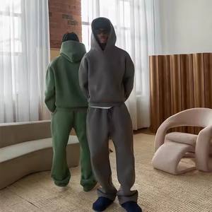 高品質ヘビー級特大スウェットスーツ男性コットンスウェットパンツとパーカーセットブランクトラックスーツ - Product Image 2