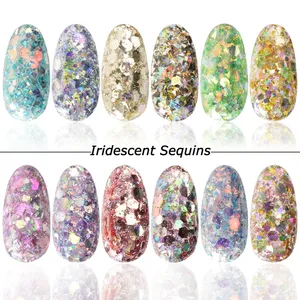 Paillettes hexagonales irisées Mermad, paillettes holographiques, flocons, poudre pour nail art, gel polish, accessoires de manucure - Product Image 3