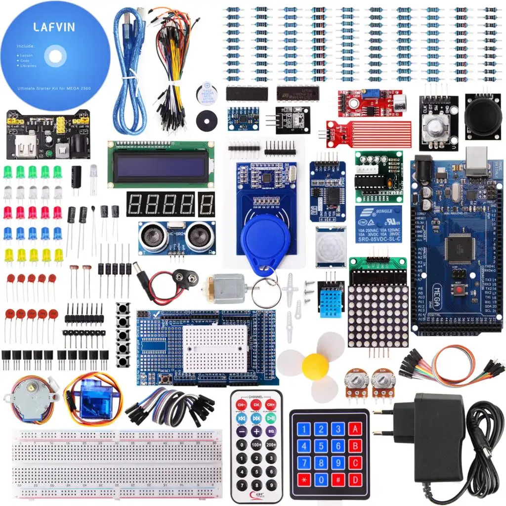Mega 2560 Project Complete Starter Kit including LCD1602 IIC,Ultrasonic Sensor with Tutorial for arduino