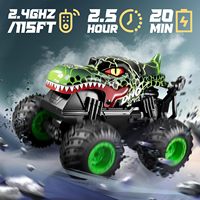 Camion monstre télécommandé Dwi Dowellin avec lumières et musique, jouets dinosaures pour enfants, camion RC à l'échelle 1:20 avec rotation à 360° °   Spins