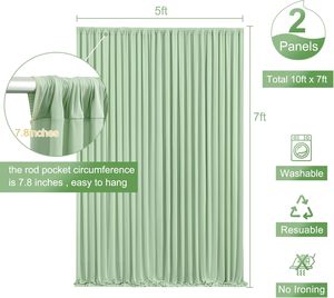 Tenda di Sfondo <span class=keywords><strong>Verde</strong></span> Salvia per Feste, <span class=keywords><strong>Tende</strong></span> Fotografiche <span class=keywords><strong>Verde</strong></span> Scuro Senza Pieghe, Drappeggi in Tessuto per Decorazione Baby Shower - Product Image 6