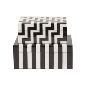 Cajas de Resina, Fabricantes de Cajas de Madera Indias Blancas y Negras con Diseño Único, Caja con Incrustaciones en Negro con Patrón Marroquí y Acabado Quemado - Product Image 5