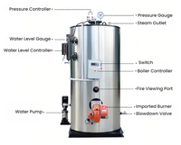 Générateur de vapeur vertical à faible consommation de carburant, automatique, 100 kg - 1500 kg/h, au gaz/diesel, pour le durcissement du ciment