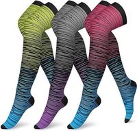 Lot de 3 paires de chaussettes de compression montantes personnalisées, respirantes, pour le soutien des jambes longues, idéales pour la course, le cyclisme et l'entraînement, pour hommes et femmes, vente en gros