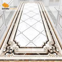 Mosaïques d'hôtel de luxe modernes personnalisées, marbre poli incrusté, médaillon en marbre, carrelage en marbre pour sol avec jet d'eau, design unique