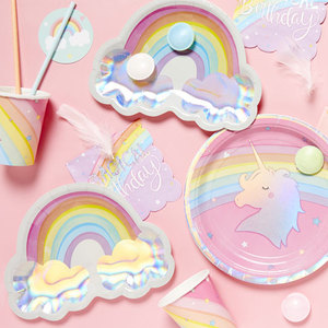 Platos de Fiesta Desechables DAMAI Rainbow, Juego de Platos de Papel Desechables con Impresión Personalizada, Juegos de Platos para Cumpleaños - Product Image 3
