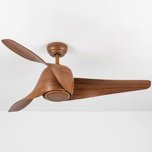 Deluxe 52 Inch Walnut 3 Paddle Blade 230V Energy Saving Copper Inverter DC Motor LED Luz Ventilador de teto sem luz