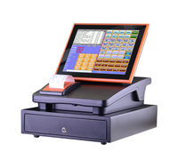 Caja Registradora de Color Naranja Brillante/Negro / Dispositivo Comercial / Máquina de Pagos / Hardware POS con Impresora, Pantalla, Caja de Dinero, Software
