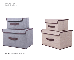 Boîte de rangement multifonctionnelle en tissu non tissé, style rétro nordique simple, écologique, pliable, gain de place, forme carrée - Product Image 2