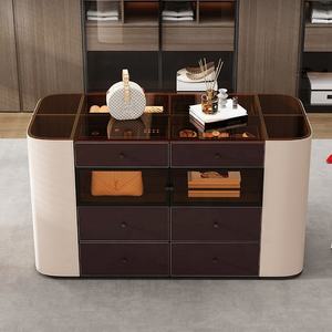 ตู้ลิ้นชักแบบวอล์กอินตู้เสื้อผ้าแบบออกแบบได้ตามต้องการพื้นผิวโต๊ะกระจกบอร์ดเมลามีนหนังพร้อมชั้นเปิดตู้ - Product Image 2