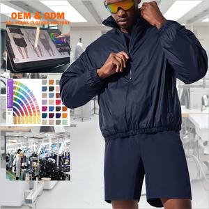 Venta al por mayor personalizado otoño tejido casual media cremallera chaqueta pantalones cortos conjunto transpirable hombres chándales Activewear - Product Image 1