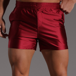 Shorts de <span class=keywords><strong>pyjama</strong></span> décontractés pour hommes, taille élastique, respirants, en satin imitation soie rouge, style Aloha - Product Image 2