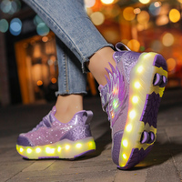 Chaussures à roulettes lumineuses réglables pour enfants et adultes, à chargement USB, avec tige en coton et doublure en maille, en coton robuste – Meilleures ventes