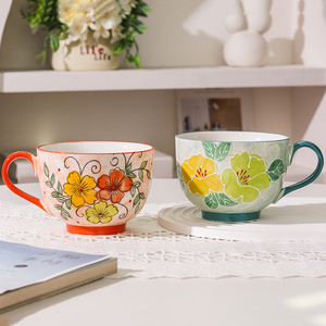 500ML Embossed Ceramic Coffee Cup Hand Painted Breakfast Oatmeal Milk Juice Mug Drinkware Accessories for Home - Product Image 4