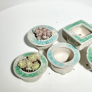 Pot <span class=keywords><strong>de</strong></span> fleurs en céramique pour plantes succulentes – Offre spéciale liquidation – Design minimaliste glacé effet craquelé – Respirant, résistant à la corrosion, durable - Product Image 2