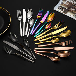 Ensemble de couverts créatifs transfrontaliers en acier inoxydable 304, manche ovale, vaisselle occidentale durable, ensemble de quatre pièces - Product Image 1