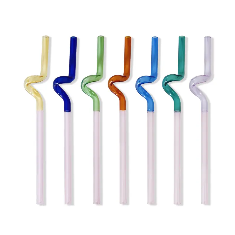 Wholesale Ohms style glass straws high borosilicate creative straws source factory special-shaped straws 8mm in stock