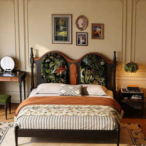 <span class=keywords><strong>Letto</strong></span> Matrimoniale in Stile Americano Vintage Nero Mid-Century, <span class=keywords><strong>Letto</strong></span> in Legno Massello Stile Francese per <span class=keywords><strong>Camera</strong></span> da <span class=keywords><strong>Letto</strong></span> Principale, Set <span class=keywords><strong>Camera</strong></span> da <span class=keywords><strong>Letto</strong></span> Rainbow Bridge - Product Image 1