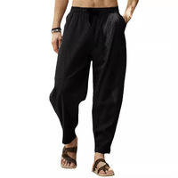 Pantalon décontracté pour homme 2026, respirant, grande taille, en coton, coupe ample, avec cordon de serrage à la taille, style Hip Hop, longueur mollet