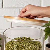 Distributeur de riz 5/8 L pour l'organisation de la cuisine et du garde-manger, distributeur de céréales en verre avec couvercle hermétique
