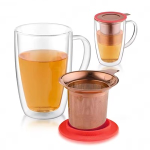 Taza de té sin BPA con infusor y tapa, tapa de madera Taza de té de 12oz para remojar, amante del té, regalo, hogar, oficina - Product Image 1