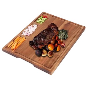 Tabla de cortar de madera rectangular multifunción para encimera de cocina, frutas, verduras, alimentos cocinados - Product Image 5