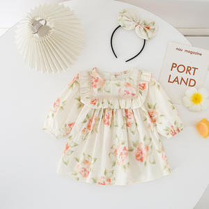 Keli Bear Baby Girl 100% in cotone primavera e autunno abbigliamento infantile grazioso pagliaccetto stampato a maniche lunghe - Product Image 4