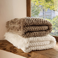 Nouvelle Arrivée 2026 – Couverture Moderne en Tissu Gaufré à Pompons pour Décoration de Chevet, Sieste sur Canapé et Couverture de Climatisation
