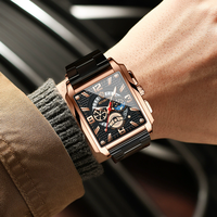 Relojes de Cuarzo Deportivos Multifuncionales con Luz Nocturna y Calendario Cuadrado Retro para Hombre, Resistentes al Agua, Venta al Por Mayor Binbond