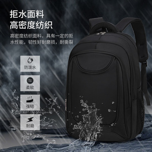 Laptop <b>Backpack</b> Large Capacity Unisex Business Travel Bag <b>With</b> Laptop <b>Compartment</b> Blue Solid Color Shoulder Straps - Product Image 2
