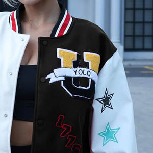 Chaquetas Varsity de Lona para Mujer, Modernas, Novedosas, a la Moda, Transpirables, Ligeras, con Estampado, Tendencia de Invierno - Product Image 5