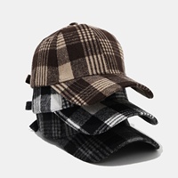 Casquette de baseball vintage à carreaux pour femme, texture brossée, décontractée, polyvalente, amincissante, chapeau de soleil d'extérieur pour l'automne et l'hiver