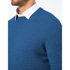 Suéter de Cuello Redondo para Hombre FOXA, Tejido Waffle, Color Sólido, Informal, Acrílico Suave, Antipilling, Moda 2025 - Product Image 2