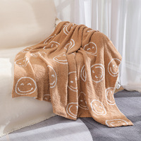 Nordische doppelte halbe Seite Smiley Fleece Sofa bezug Feder garn Decke Wolke doppelt gestrickte Decke