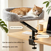 Perchoir pour chat suspendu sur table, rotatif à 360 degrés, en fer massif, avec fixation double par pince de bureau, pour chats d'intérieur