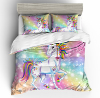 Offre Spéciale impression numérique personnalisé licorne ensemble de literie ensemble de couette en coton drap de lit couette housse de couette ensemble de draps