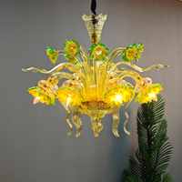 Lustre en verre style européen en forme de tournesol avec structure métallique pour la décoration de la maison, luminaire de plafond
