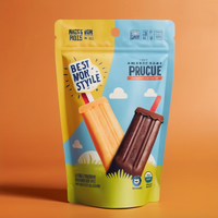 Sacs en plastique transparents personnalisés avec soufflets latéraux, recyclables, de qualité alimentaire, à trois soudures latérales, pour emballage de bâtonnets glacés, crèmes glacées, lait et nouilles