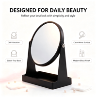 Miroir de Bureau Portable Personnalisé en Métal Blanc Finition Argentée avec Logo Personnalisé Double Face Grossissant 5x 3x pour Cosmétiques – Vente en Gros