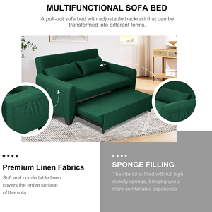 Canapé-lit convertible moderne extra-large 2-en-1 en tissu de 61 pouces, pliable, double, avec sac de rangement et cadre en bois renforcé pour salon - Product Image 5