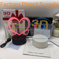 Lampu Malam Papan Catatan LED Akrilik 3D Ilusi RGB 16 Warna Remote Touch USB Dimmable Dekorasi Meja Hadiah Perlengkapan