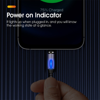 Indicateur LED Câble de charge rapide 3 en 1 Câble magnétique USB C Micro USB Chargeur Android Type C