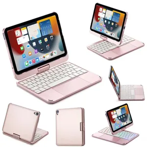 Funda para <span class=keywords><strong>iPad</strong></span> <span class=keywords><strong>Mini</strong></span> 6 <span class=keywords><strong>2021</strong></span> <span class=keywords><strong>iPad</strong></span> <span class=keywords><strong>Mini</strong></span> 2024 con teclado Bluetooth, retroiluminación RGB, soporte plegable giratorio de 360 grados - Product Image 2